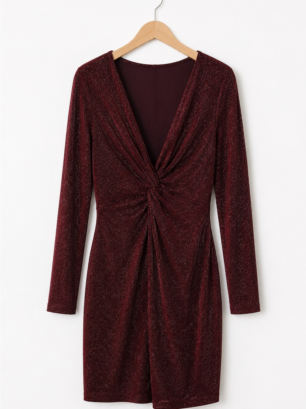 Chic Burgundy Long-Sleeve Dress
